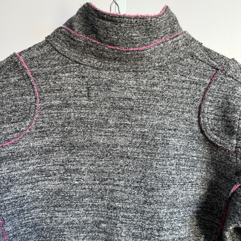 Frauenschuh 100% wool Zip Jacket outdoors Warm Up Pink Trim‎ Gray sz XS - Picture 9 of 10